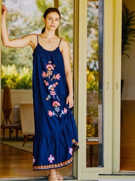 Anthropologie Dresses & Skirts - NWOT/Anthropologie The Malika Blue Embroidered Dress/small loose fit/